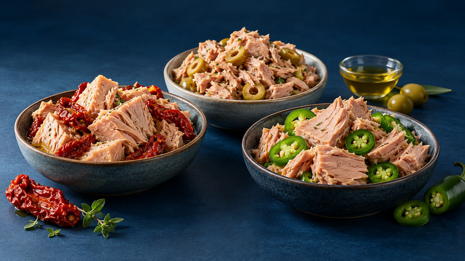 Thunfisch mit getrockneten Tomaten, Oliven und Jalapeños